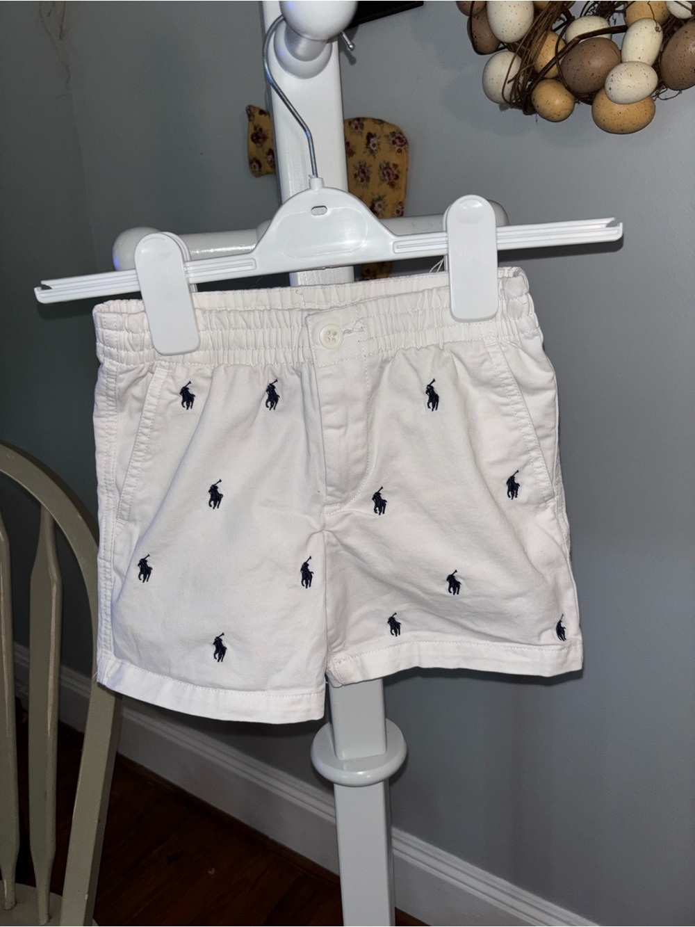 Polo by Ralph Lauren White Shorts with Navy Pony Embroidery